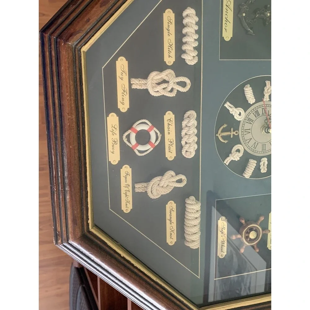 Decorative Wall‎ Clock With Nautical Knots Wall Hanging 3D Shadow Box Ship Decor